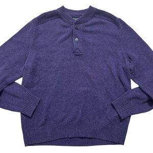 Eddie Bauer Sweater Mens Size XL Fisherman Henley Knit Pullover Purple